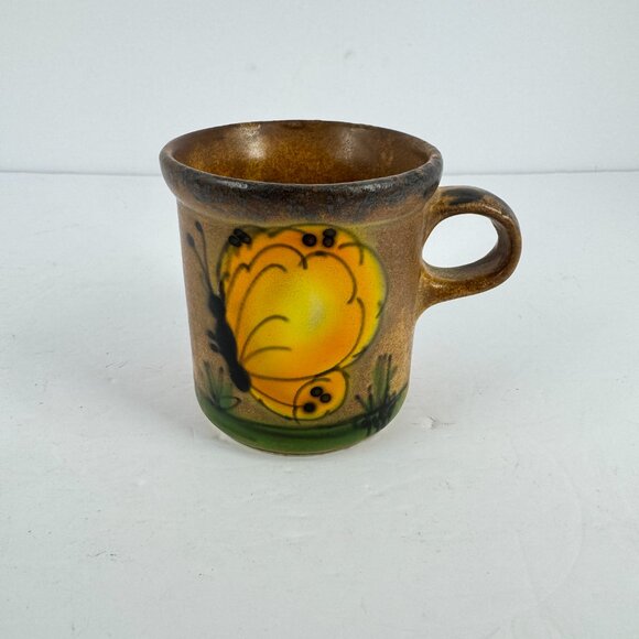 Set of 3 McCoy Pottery Butterfly Mugs Vintage Hand Painted Brown Yellow Cups - Picture 3 of 11